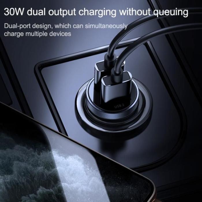 Joyroom - JOYROOM C-A09 2-Port Bil Laddare Pd30W/Qc3.0 Svart