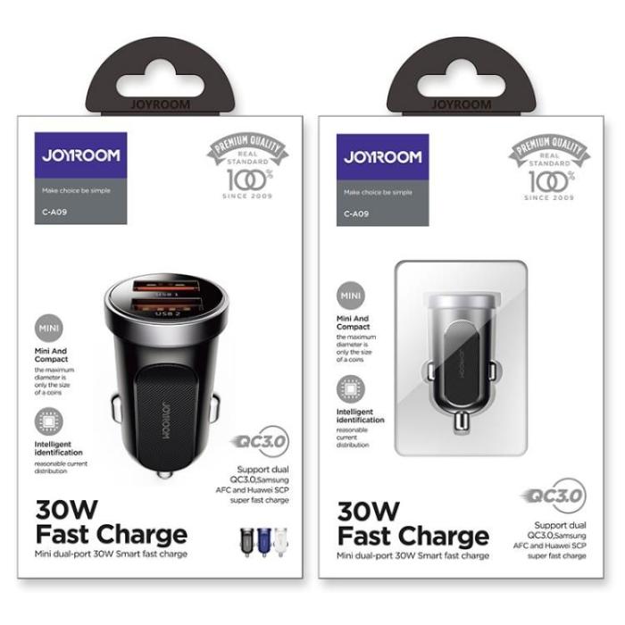 Joyroom - JOYROOM C-A09 2-Port Bil Laddare Pd30W/Qc3.0 Svart