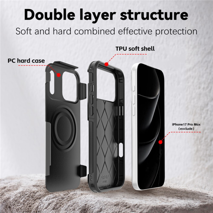 A-One Brand - iPhone 17 Pro Max Mobilskal MagSafe PC + TPU Anti-drop - Svart
