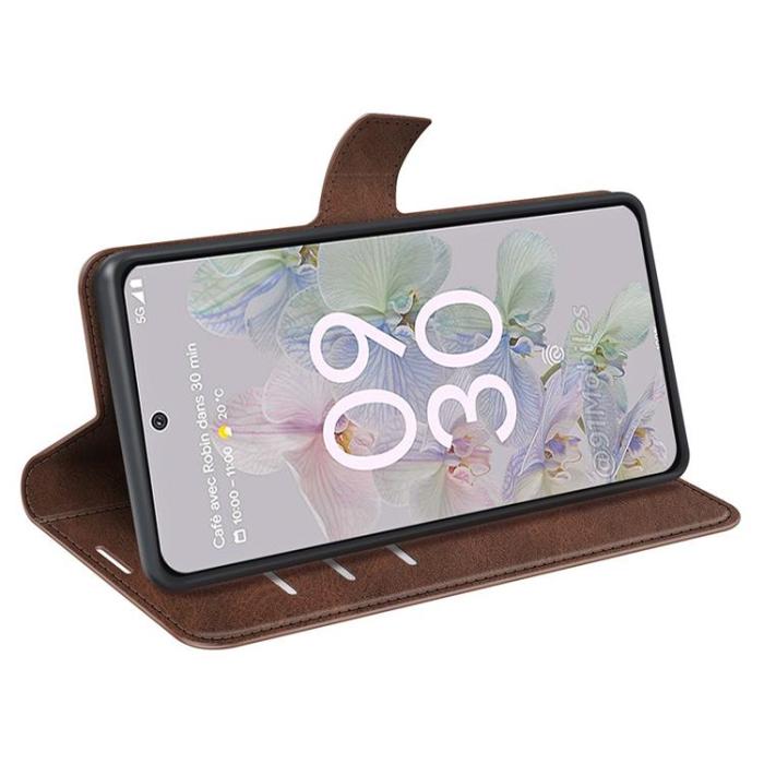 A-One Brand - Google Pixel 6a Plånboksfodral Magnetic Folio Flip - Mörkbrun