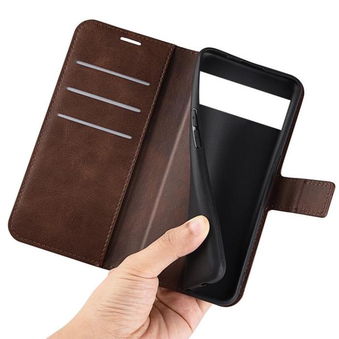 A-One Brand - Google Pixel 6a Plånboksfodral Magnetic Folio Flip - Mörkbrun