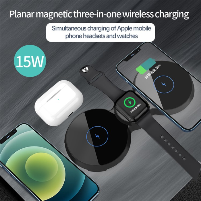 A-One Brand - Trådlös Laddare 15W iPhone,Apple Watch,Airpods - Svart