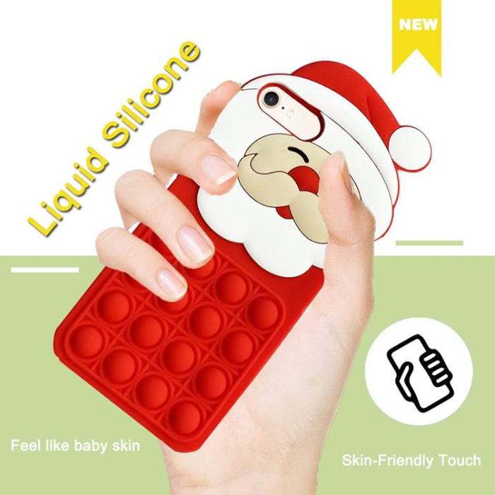 OEM - iPhone X/XS Mobilskal Silikon Santa Claus Pop It - Röd