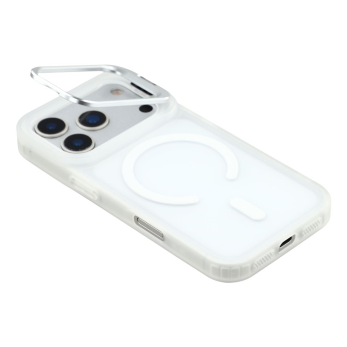 A-One Brand - iPhone 17 Pro Mobilskal MagSafe Lins Kickstand - Transparent Vit