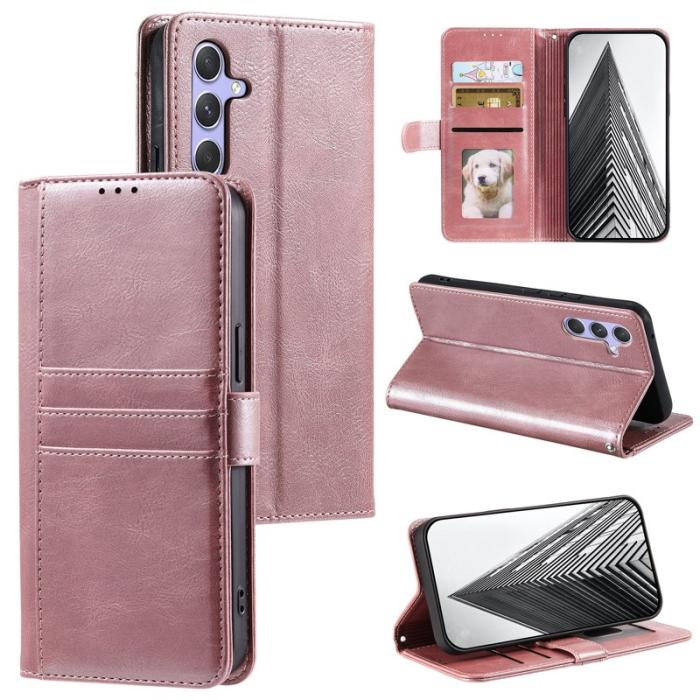 OEM - Samsung Galaxy A37 Plånboksfodral Konstläder Anti-Fall - Roséguld