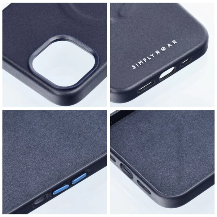OEM - iPhone 15 Plus Mobilskal Magsafe Läder Roar - Blå