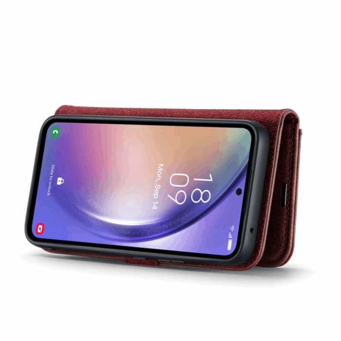 DG.MING - DG.MING Galaxy S23 FE Plånboksfodral Äkta Läder 2in1 - Röd