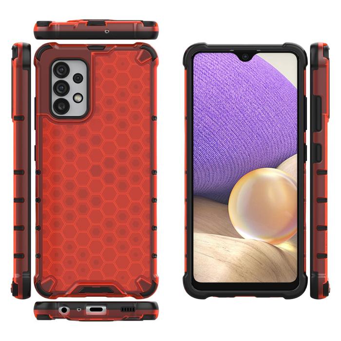 Ruhtel - Honeycomb Armor Bumper Skal Galaxy A32 4g - Röd