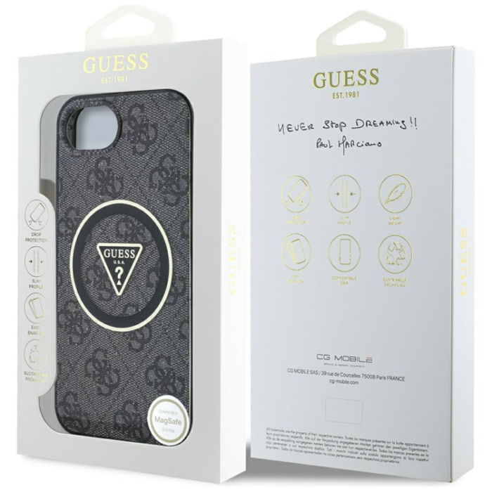 Guess - Guess iPhone 16e Mobilskal Magsafe Metal Glitter - Svart