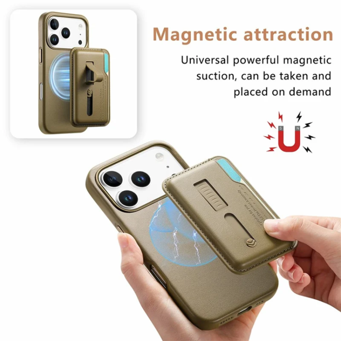 A-One Brand - Mobilskal till iPhone 17 Pro Max Magsafe Detachable korthållare - Khaki