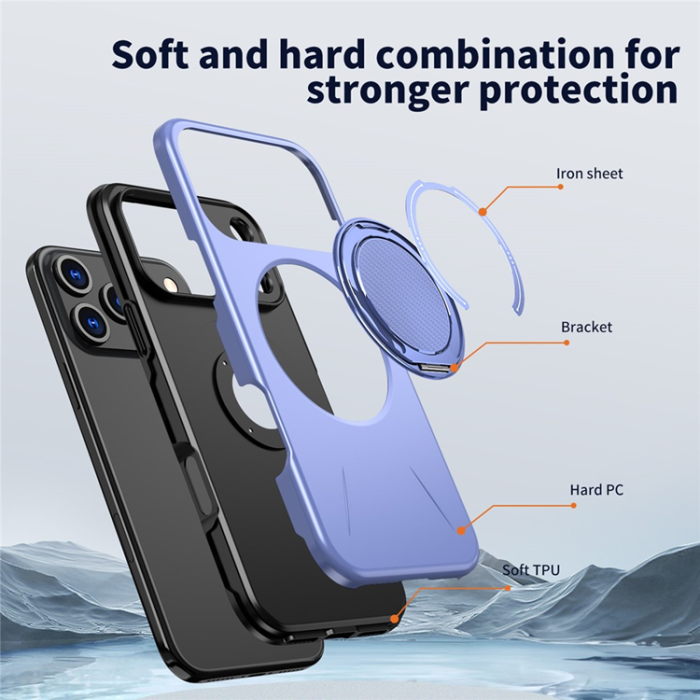 A-One Brand - iPhone 17 Pro Mobilskal MagSafe Rotating Kickstand - Lila