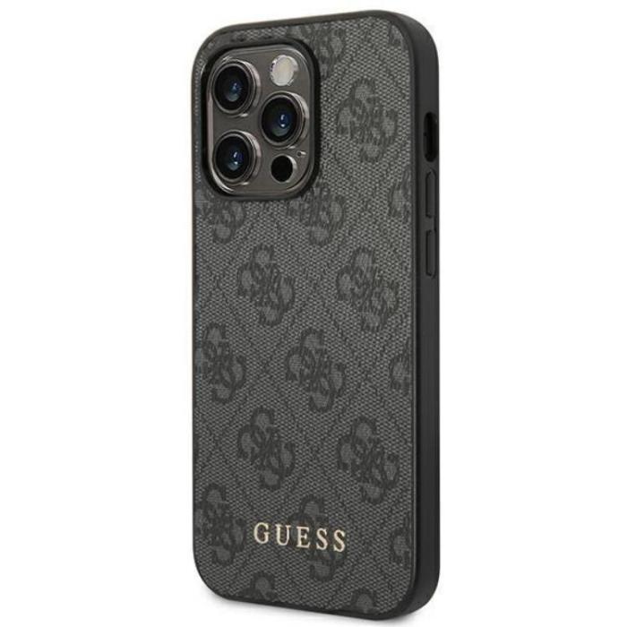 Guess - Guess iPhone 14 Pro Mobilskal Metall Gold Logo - Grå