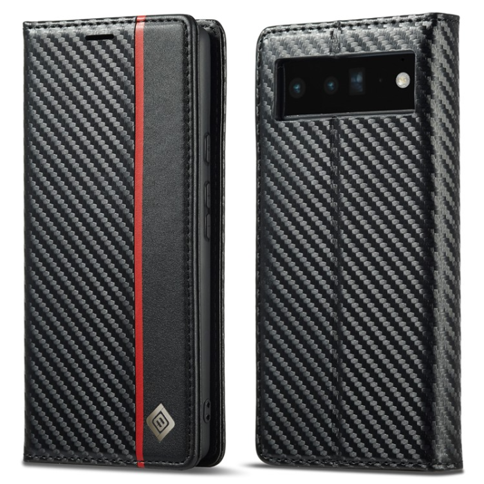 LC.imeeke - LC.IMEEKE Google Pixel 7A Plånboksfodral Carbon Fiber - Svart