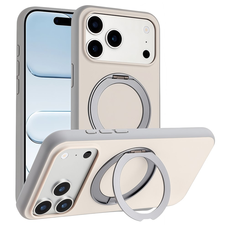 iPhone 17 Pro Mobilskal MagSafe Rotary Kickstand Skin Touch - Grå (Grå) | 2353 | AlltMobil