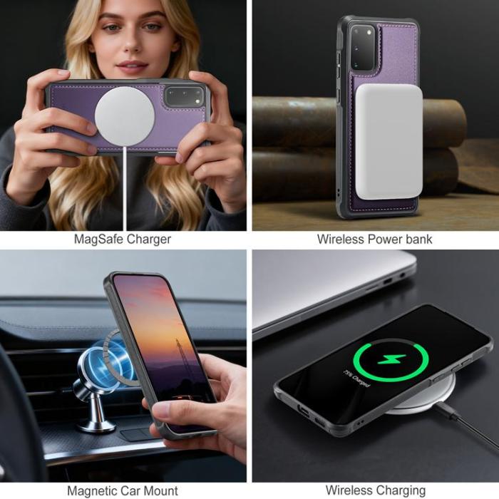 OEM - JEEHOOD Mobilskal till Samsung Galaxy S20 5G Konstläder - Lila