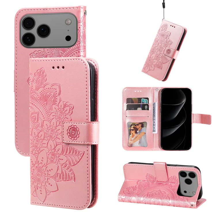 iPhone 17 Pro Max Plånboksfodral Floral Pattern - Rosa | 2353 | AlltMobil