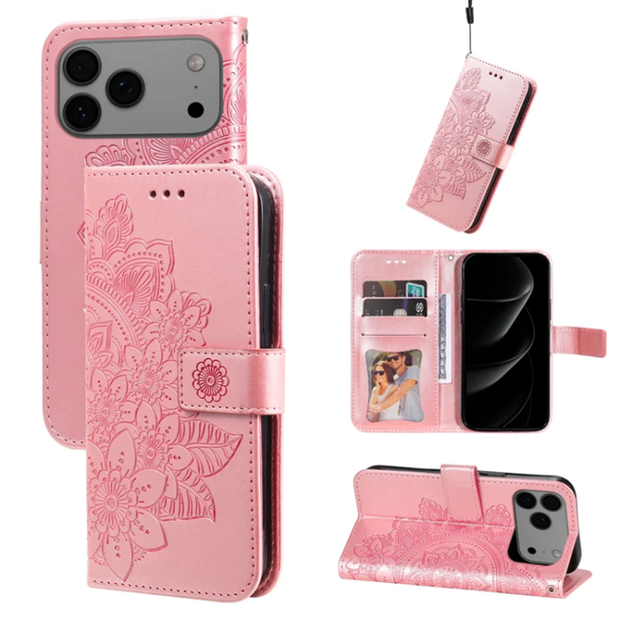 A-One Brand - iPhone 17 Pro Max Plånboksfodral Floral Pattern - Rosa