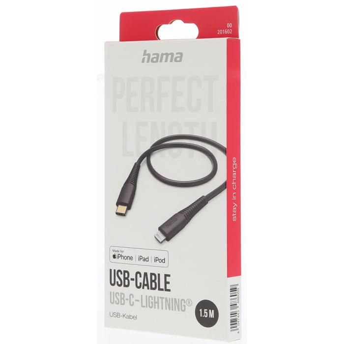 Hama - HAMA LaddUSB-C till Lightning kabel 1.5m - Svart