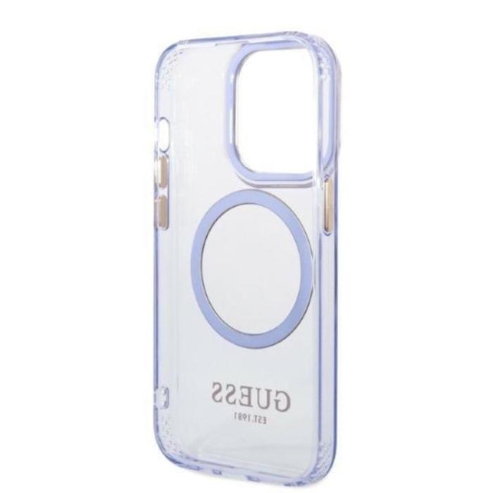 Guess - Guess iPhone 14 Pro Mobilskal MagSafe Guld Outline Translucent - Lila