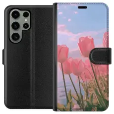 Gustaf - Pl&aring;nboksfodral till Samsung Galaxy S23 Ultra med Rosa Tulpaner