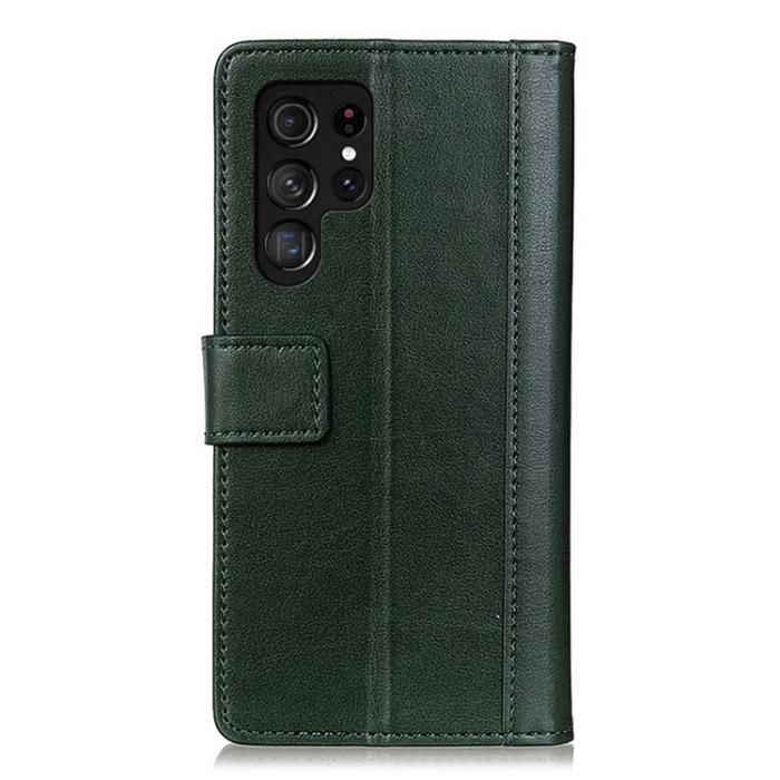 KHAZNEH - KHAZNEH Galaxy S23 Ultra Plånboksfodral Stand Flip PU Läder - Grön