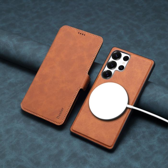 DENIOR - DENIOR B06 Samsung Galaxy S25 Ultra Plånboksfodral Konstläder + TPU Brun