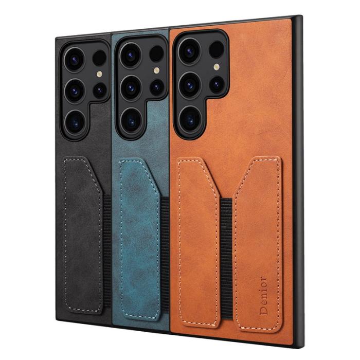 DENIOR - DENIOR Mobilskal till Samsung Galaxy S25 Ultra Elastisk Kortficka PU Läder Brun