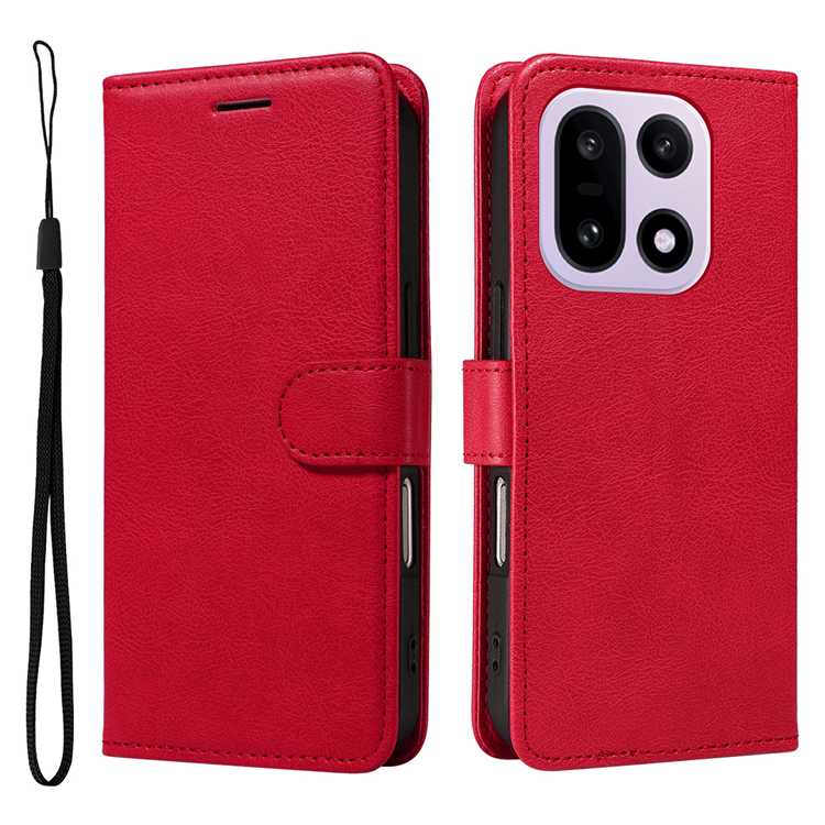 OnePlus 15 5G Plånboksfodral Solid Färg Konstläder (Röd) | 2353 | AlltMobil