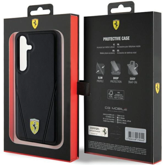 Ferrari - Ferrari Galaxy S24 Mobilskal Magsafe Hot Stamp V Lines - Svart