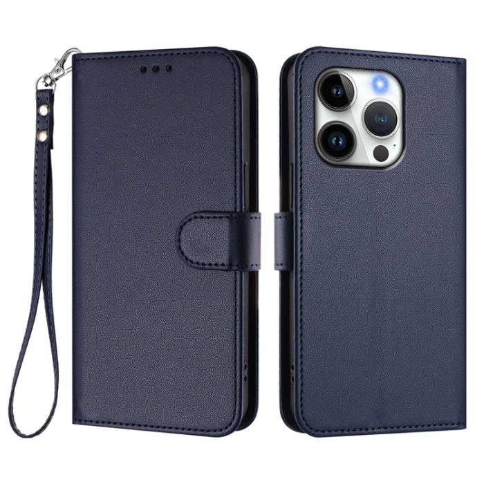A-One Brand - iPhone 16 Pro Max Plånboksfodral Läder med Handledsrem - Blå
