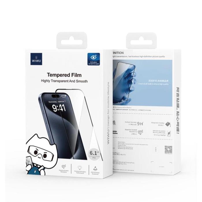 OEM - WIWU iPhone 16 Pro Max Härdat Glas Skärmskydd Crystal - Svart