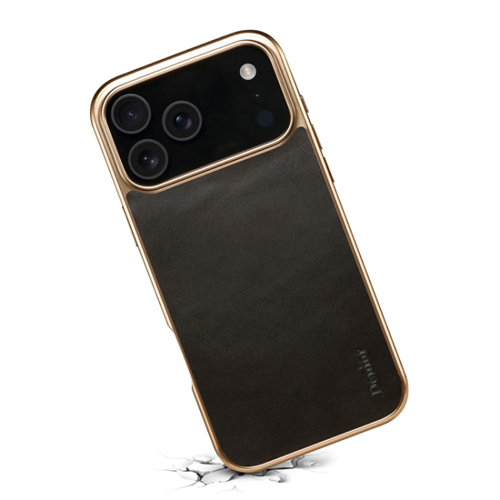 DENIOR - DENIOR iPhone 17 Pro Max Mobilskal Äkta Läder Electroplating