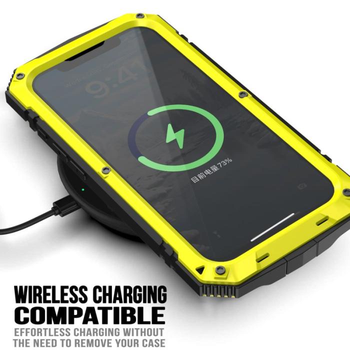 R-JUST - R-JUST Mobilskal till iPhone 16e PC + Silikon + Metallstativ - Gul