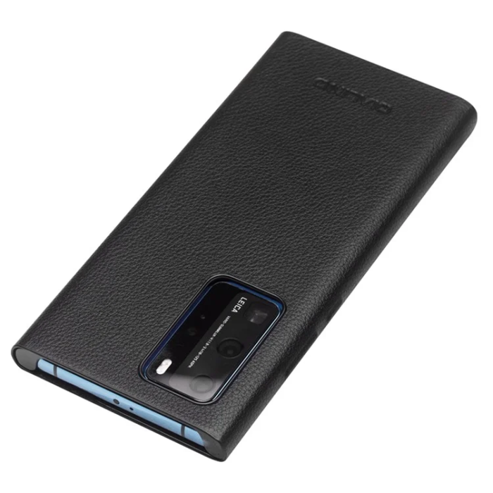 QIALINO - QIALINO Huawei P40 Fodral Äkta Läder med Fönster - Svart