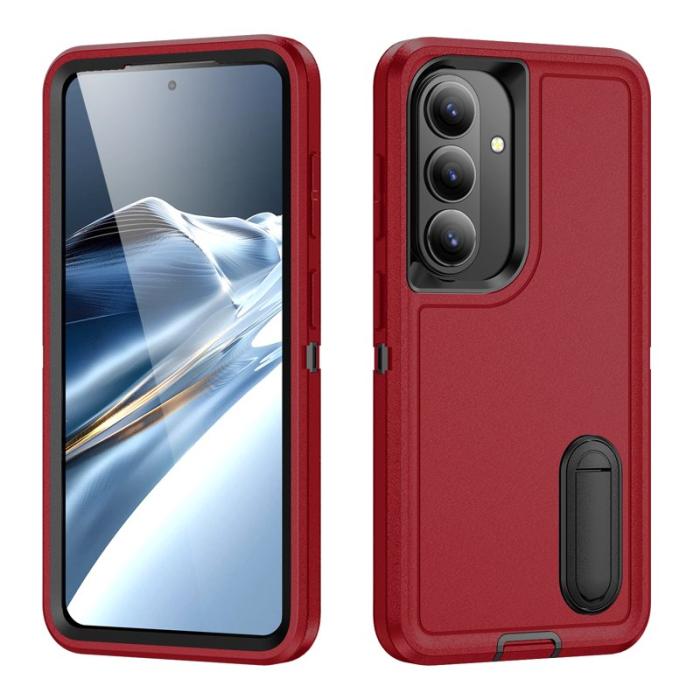 OEM - Mobilskal för Samsung Galaxy S26 Plus PC + Silikon Anti-Drop Kickstand - Röd