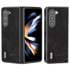 ABEEL - ABEEL Samsung Galaxy Z Fold5 Fodral Anti-Slip Konstl&auml;der Svart