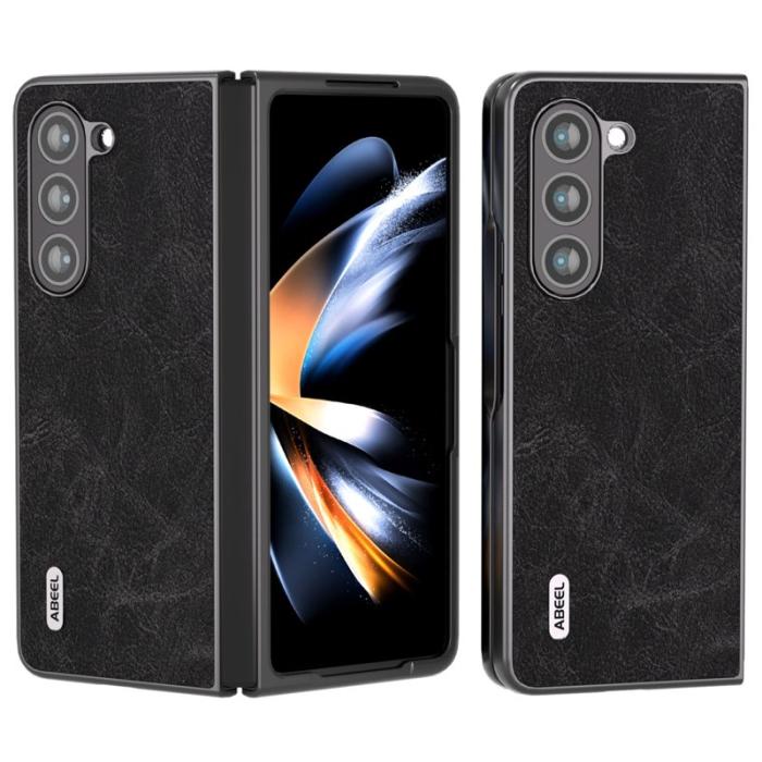 ABEEL - ABEEL Samsung Galaxy Z Fold5 Fodral Anti-Slip Konstläder Svart