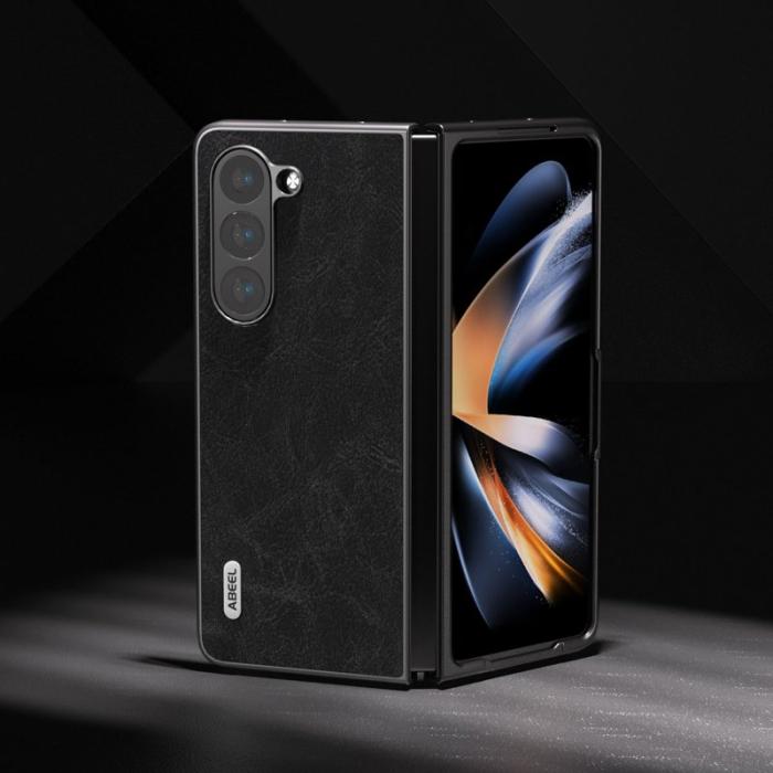 ABEEL - ABEEL Samsung Galaxy Z Fold5 Fodral Anti-Slip Konstläder Svart