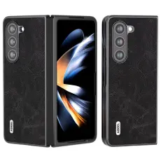 ABEEL - ABEEL Samsung Galaxy Z Fold5 Fodral Anti-Slip Konstl&auml;der Svart