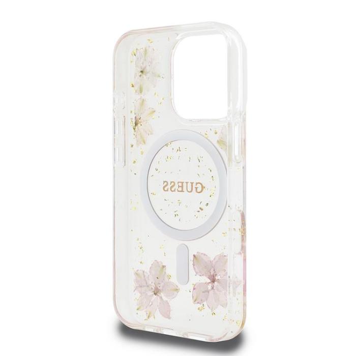 Guess - Guess Mobilskal till iPhone 16 Pro MagSafe Resin Flower Glitter - Rosa