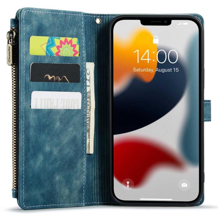 Caseme - CASEME Konstläder Plånboksfodral för iPhone 12 Pro Max med Rem - Blå
