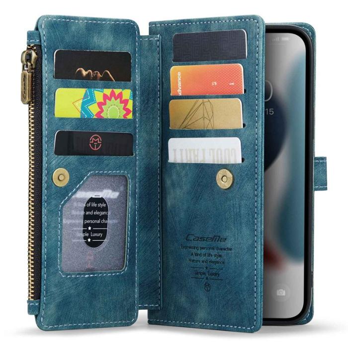 Caseme - CASEME Konstläder Plånboksfodral för iPhone 12 Pro Max med Rem - Blå