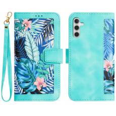 OEM - Mobilskal till Samsung Galaxy S26 Plus PU L&auml;der Blomm&ouml;nster - Gr&ouml;n