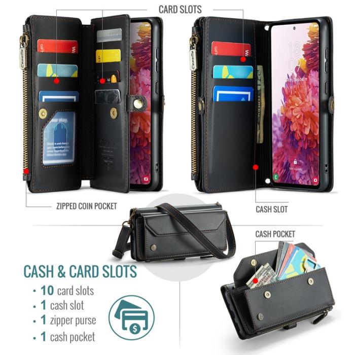 Caseme - CASEME Plånboksfodral Konstläder för Samsung Galaxy S20 FE - Svart