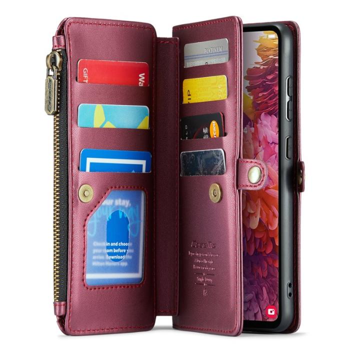 Caseme - CASEME Plånboksfodral Konstläder för Samsung Galaxy S20 FE - Vinröd