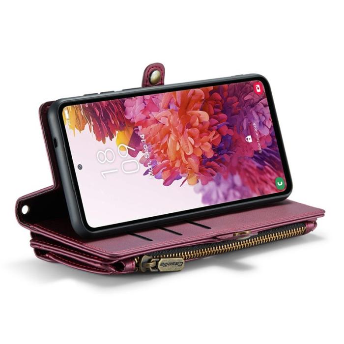 Caseme - CASEME Plånboksfodral Konstläder för Samsung Galaxy S20 FE - Vinröd