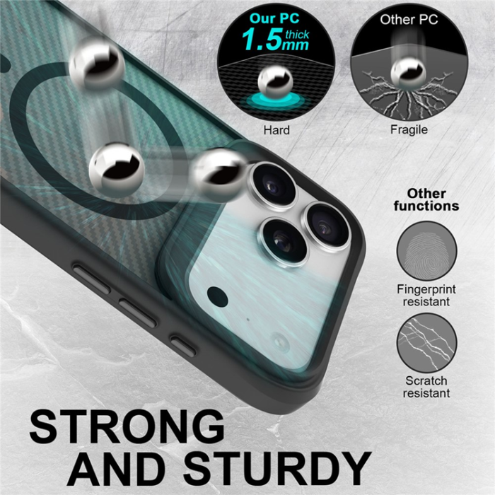 A-One Brand - iPhone 17 Pro Max Mobilskal MagSafe Carbon Fiber Texture - Svart