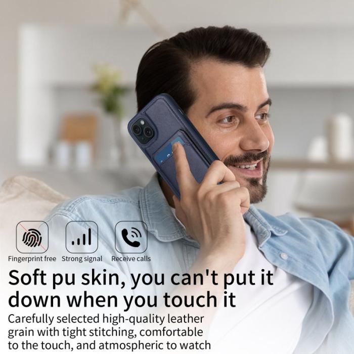 BETOPNICE - BETOPNICE iPhone 15 Plus Fodral KonstLäder - Blå