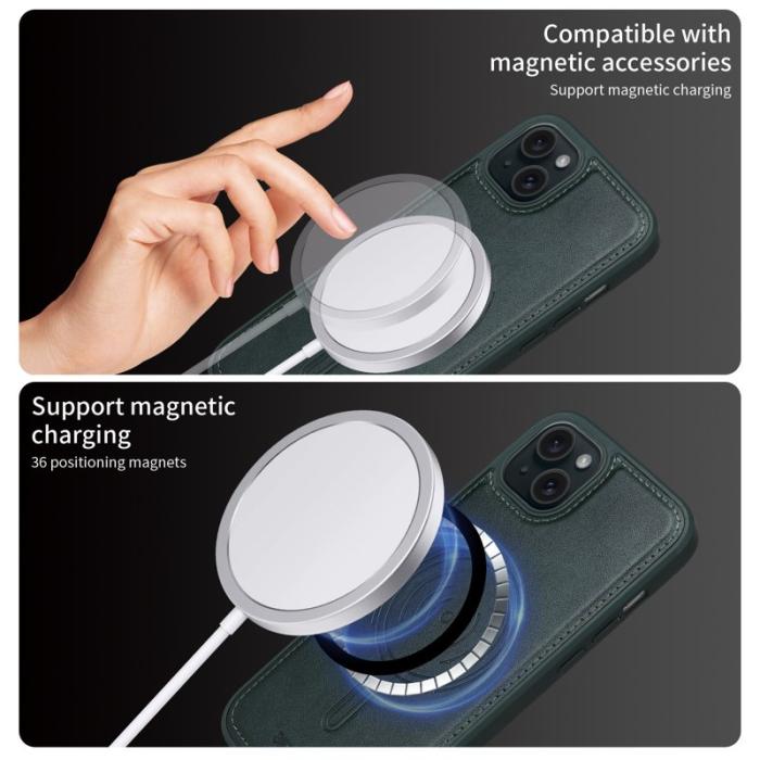 BETOPNICE - BETOPNICE iPhone 15 Plus Fodral KonstLäder - Grön
