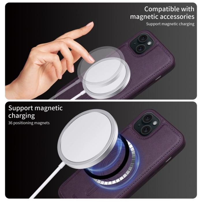 BETOPNICE - BETOPNICE iPhone 15 Plus Fodral KonstLäder - Lila